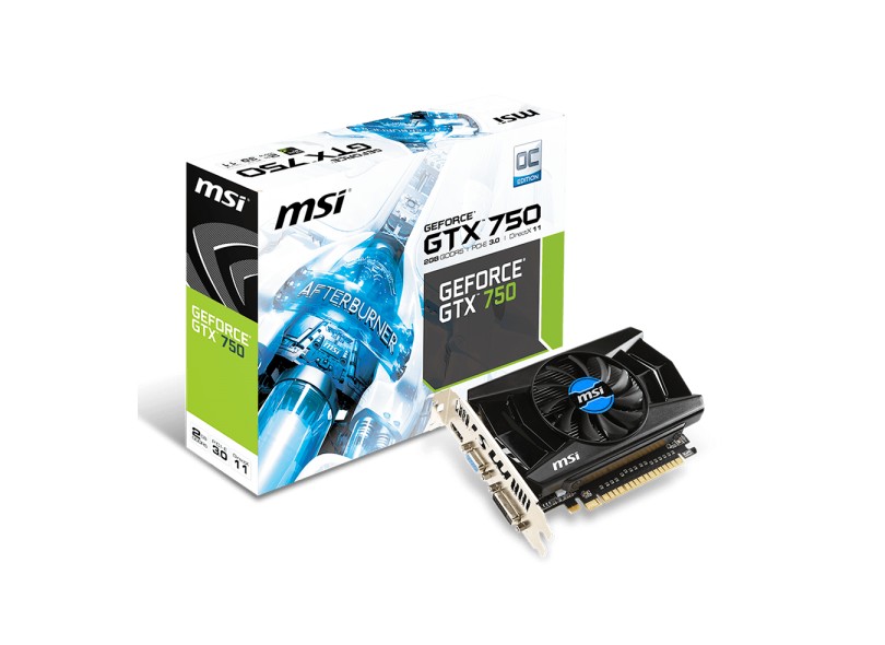 Placa de Video NVIDIA GeForce GTX 750 2 GB DDR5 128 Bits MSI N750-2GD5/OC