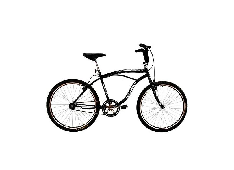 Bicicleta aro 26 Masculina Beach Comfort Guidão Alto Sem Marcha Preta