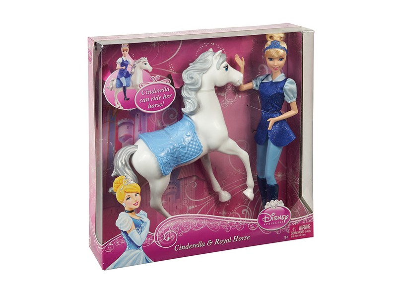 Boneca Princesas Disney Cinderela e Cavalo Mattel
