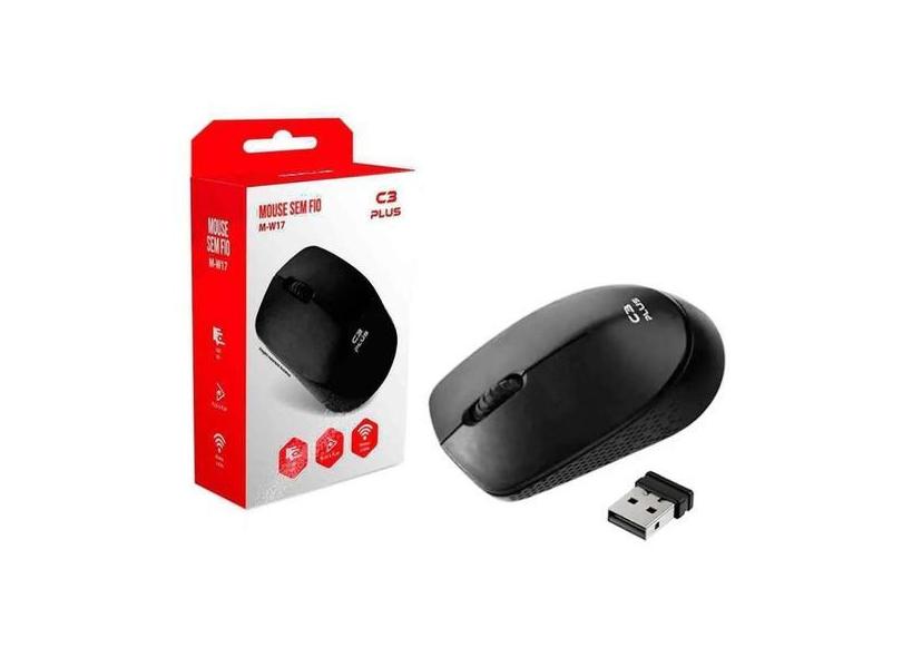 Mouse Sem Fio Slim 1000 Dpi Para Pc E Notebook Preto - C3 Tech