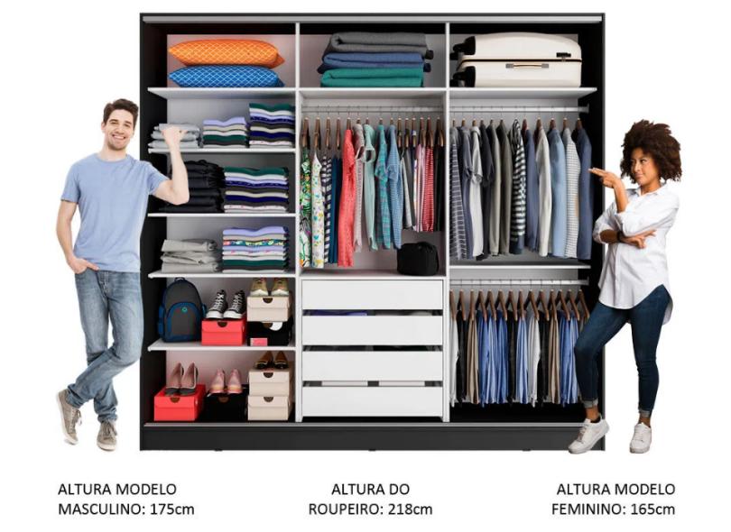 Guarda-Roupa Casal 3 Portas 4 Gavetas Zurique Madesa