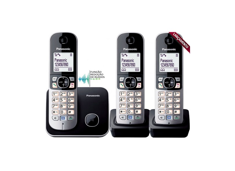 Telefone sem Fio Panasonic com 2 Ramais KXTG6813