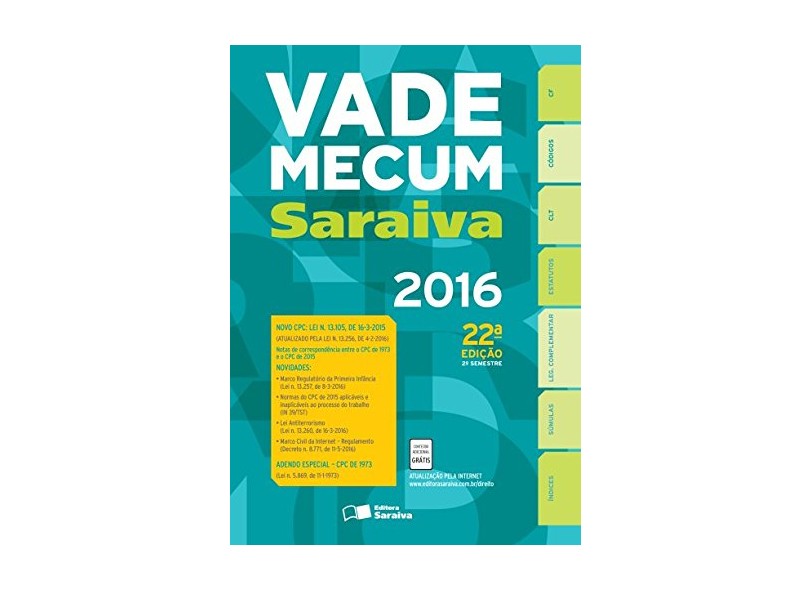 Vade Mecum Saraiva - 22ª Ed. 2016 - Editora Saraiva - 9788547207793