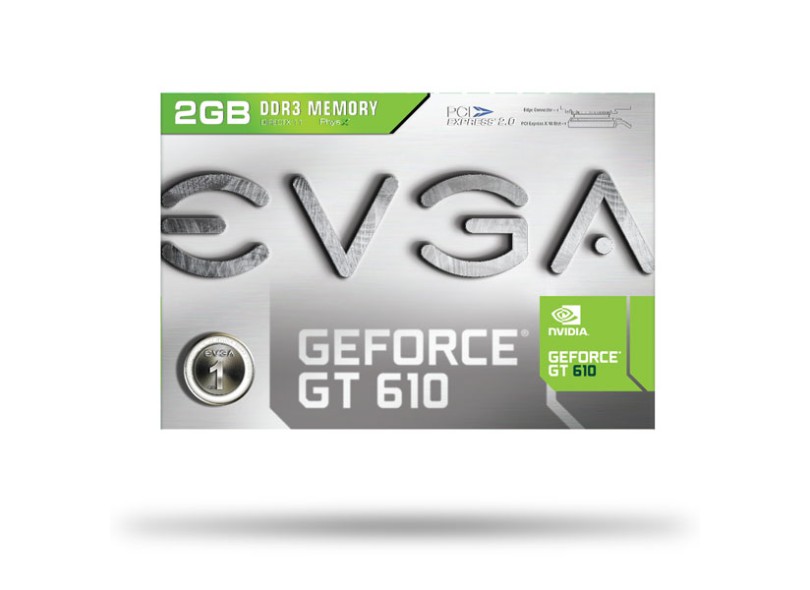 Placa de Video NVIDIA GeForce T 610 2 GB DDR3 64 Bits EVGA 02G-P3-2619-KR