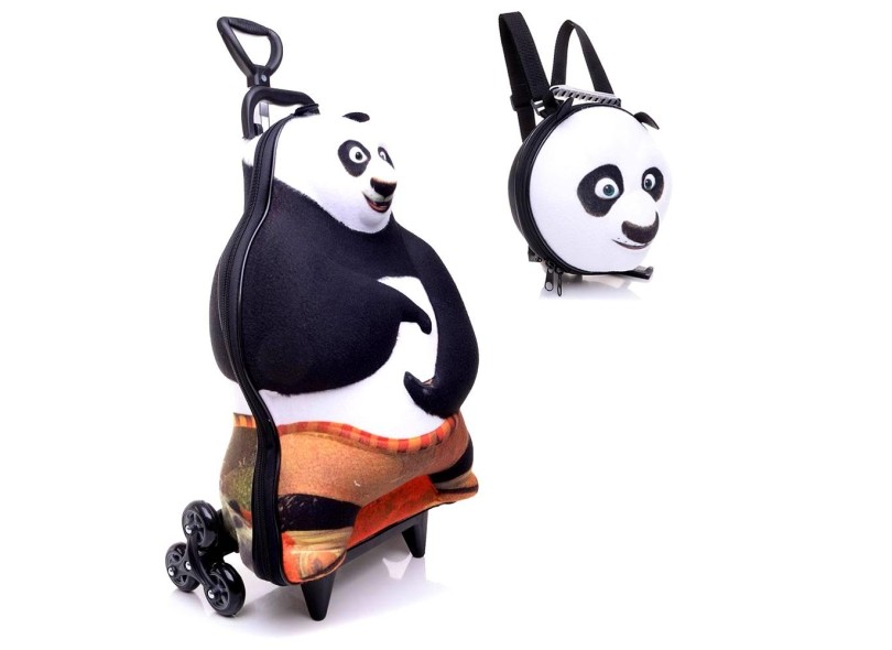 Mochila com Rodinhas Escolar Max Toy by Diplomata Kung Fu Panda Baú 3D