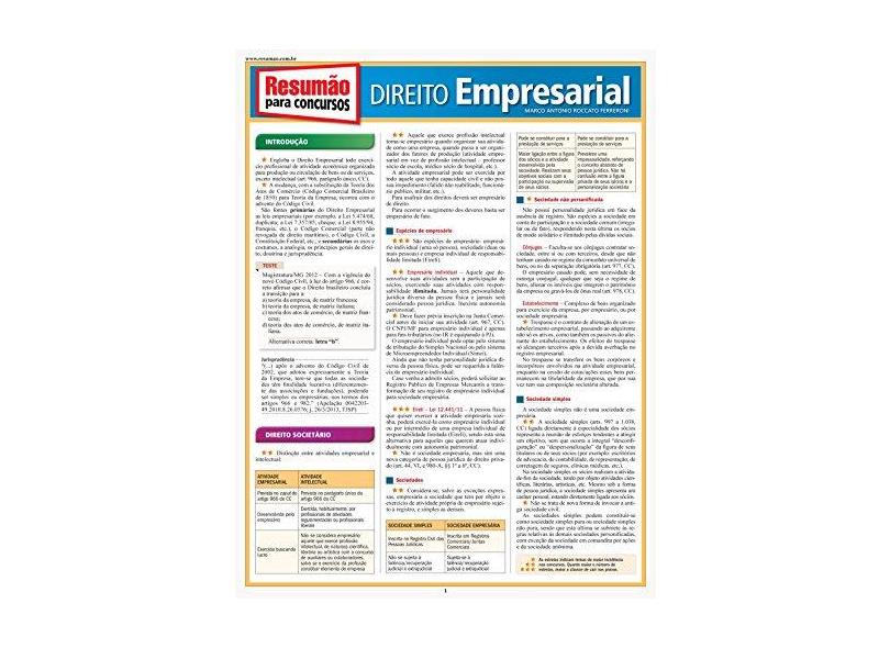 Direito Empresarial - Col. Resumão Para Concursos - Ferreroni, Marco Antonio Roccato - 9788577113071