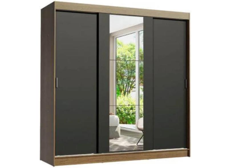 Guarda-Roupa Casal 3 Portas 4 Gavetas com Espelho Reno Madesa