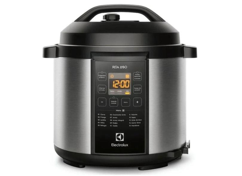 Panela De Pressão Elétrica Electrolux Experience 110v Preta 6 Litros 3 Níveis De Pressão 1000W Display Digital