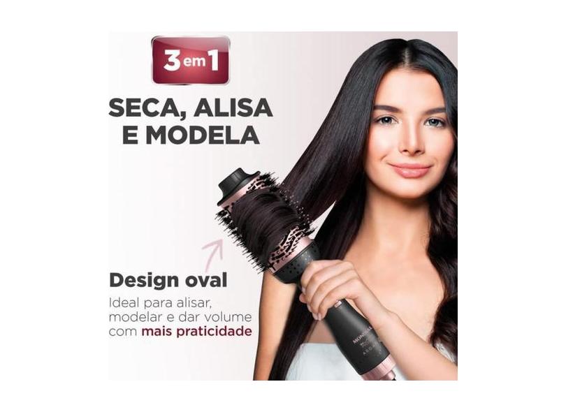Escova Secadora Mondial Es-14 Revestida Óleo De Argan 3 Em 1 Original