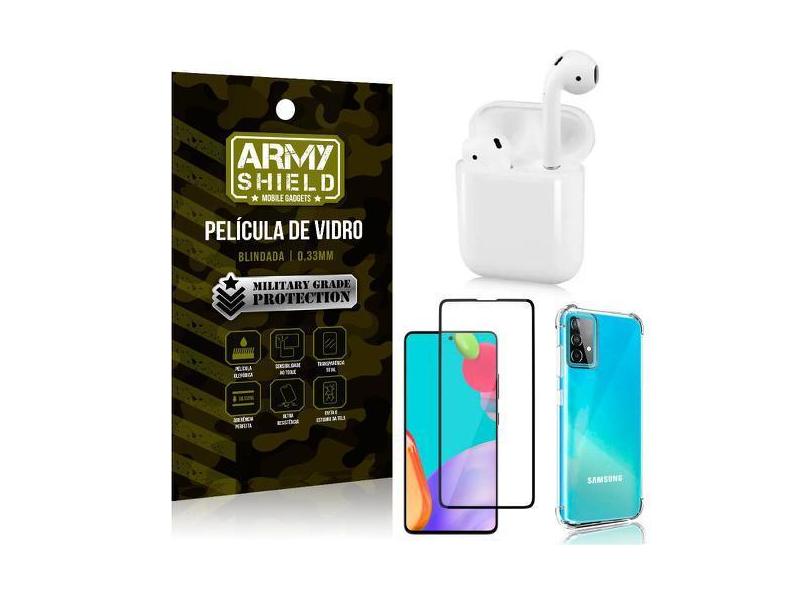 Fone Bluetooth Ly-122 Samsung A52 + Capinha Anti Impacto + Película 3D