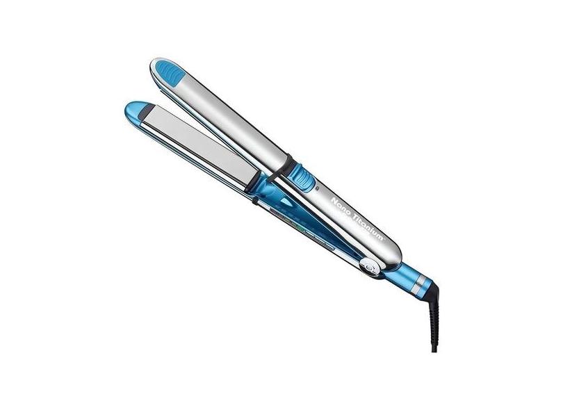 Chapinha De Cabelo Babylisspro Nano Titanium Optima 3000 Babss3000t Prata E Azul 220v. Prancha Alisadora De 3,2cm, Em Aço Inoxidável E Com Placas De Titânio. Função Dupla, Alisa E Faz Cachos. Optima 3000