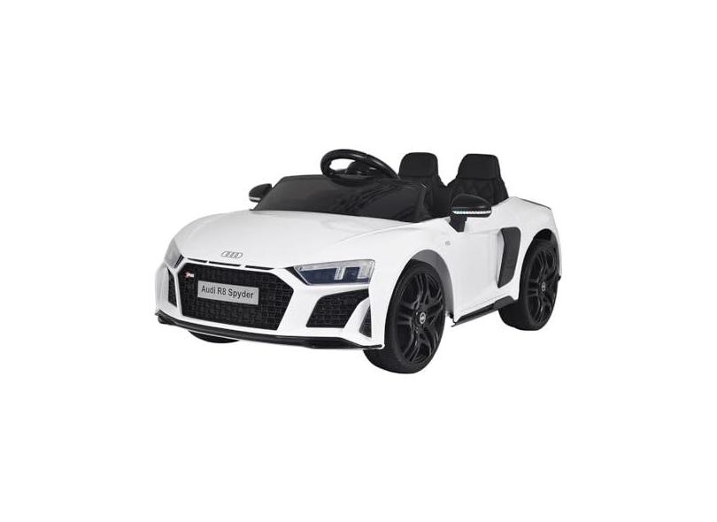 Carrinho Elétrico Infantil Motorizado Audi R8 Spyder com Controle Som 12V Branco G31 - Gran Belo