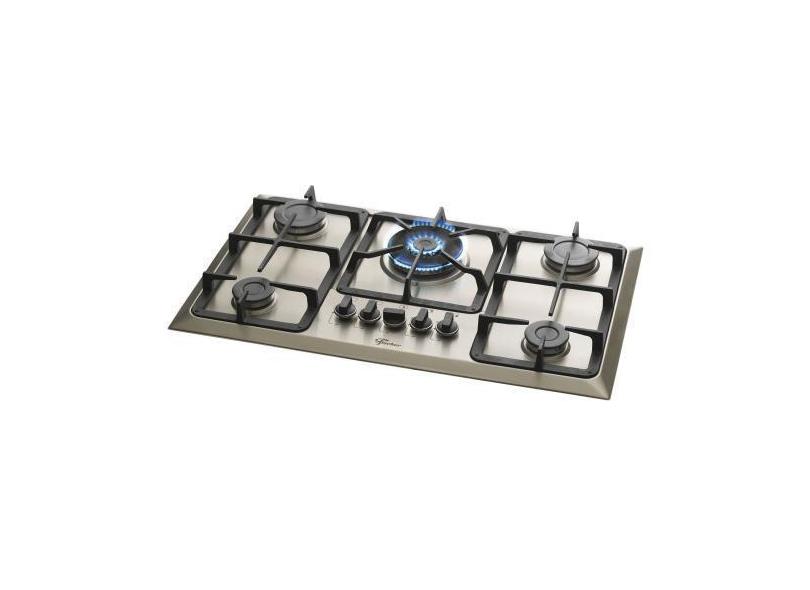 Fogão Cooktop Fischer 5 Bocas Tripla Chama -  Mesa Inox, Bivolt