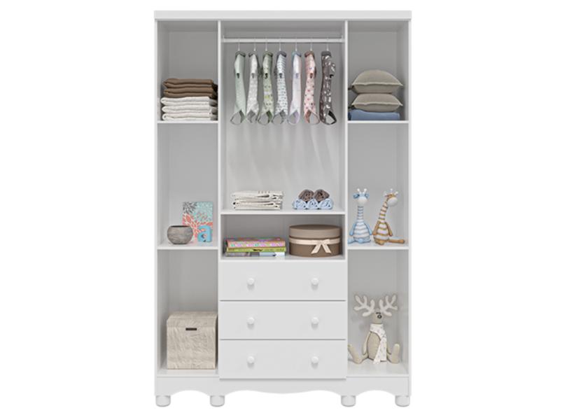 Guarda-Roupa Infantil 4 Portas 3 Gavetas Bolinha Móveis Peroba