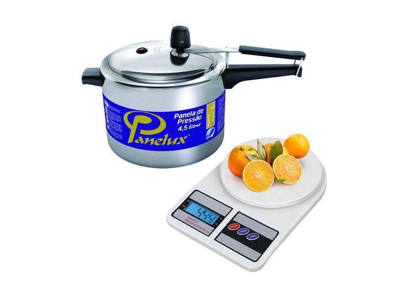 Panela De Pressão Polida 4,5L+ Balança Digital Cozinha 10Kg - Panelux