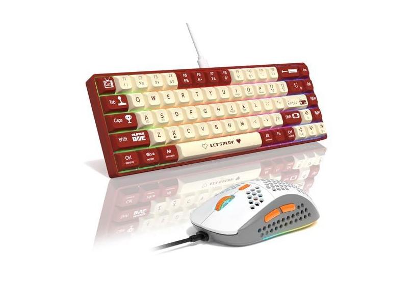 AJAZZ AK680 Teclado e mouse mecânicos para jogos, teclas PBT trocáveis a quente, teclas RGB retroiluminadas, programáveis, anti-fantasma, USB-C com fio, 60% ultracompacto, mini teclado com fio para