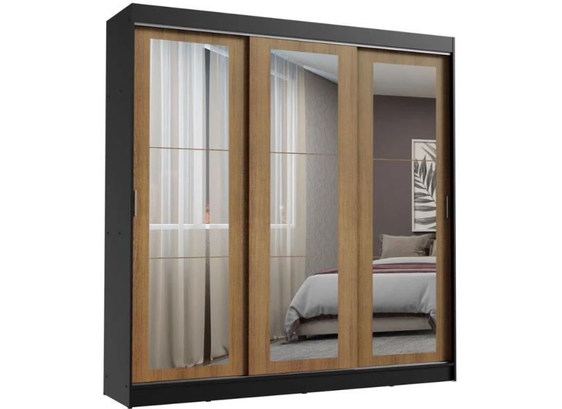 Guarda-Roupa Casal 3 Portas 3 Gavetas com Espelho Kansas 3E Madesa