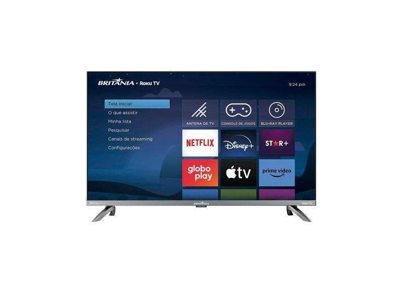 Smart TV Britânia 32 Polegadas HD LED Dolby Áudio Roku TV 3 HDMI 2 USB