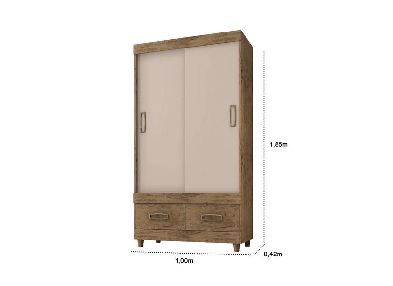 Guarda-Roupa Solteiro 2 Portas 2 Gavetas Flexcolor 20022 Araplac