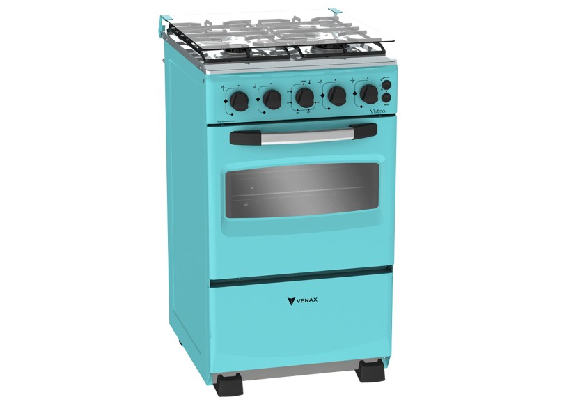 Fogão de Piso Venax 4 Bocas Acendimento Automático Grill Vetrô