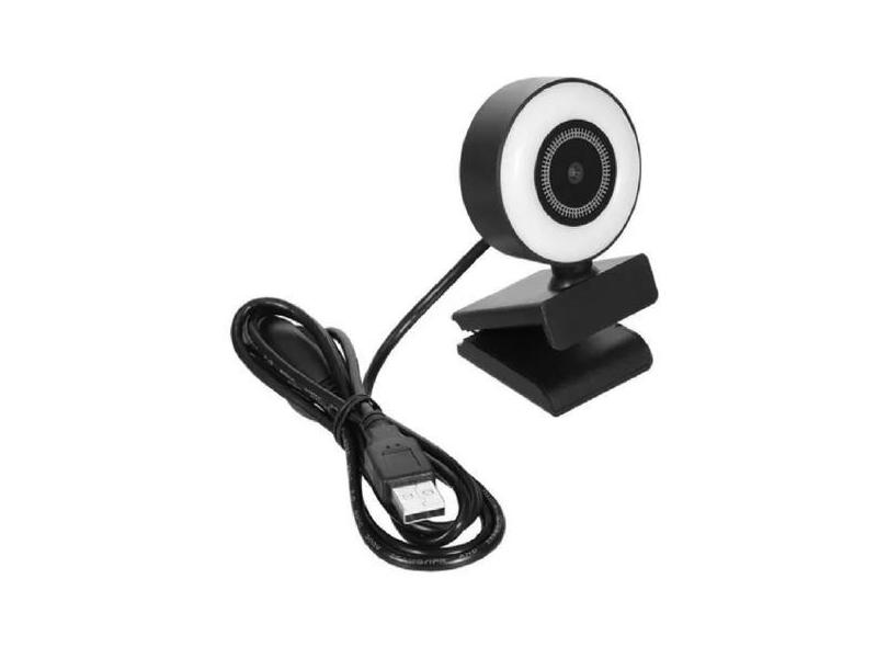 Webcam 1080p Anel Luz Led Microfone Ring Light Usb Gira 360º Foto Film