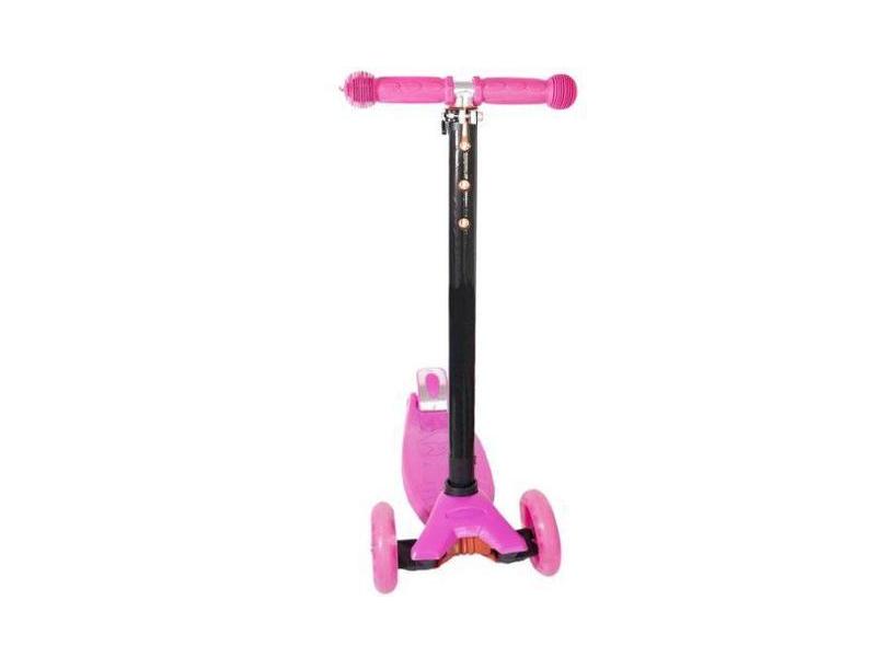 Patinete Brinquedo Infantil Para Meninas 4 Rodas C/Led Regulável Rosa