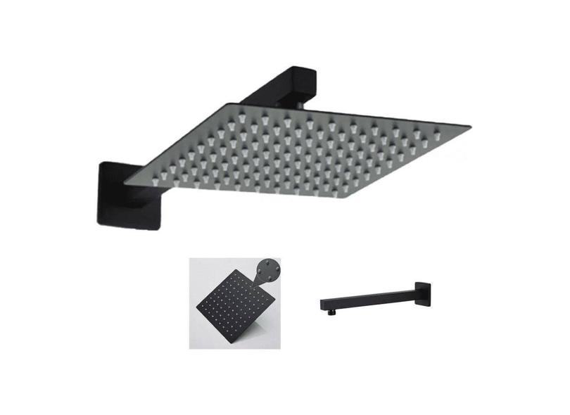 Ducha Chuveiro Inox Quadrada Slim 20X20 Preto Fosco Luxo