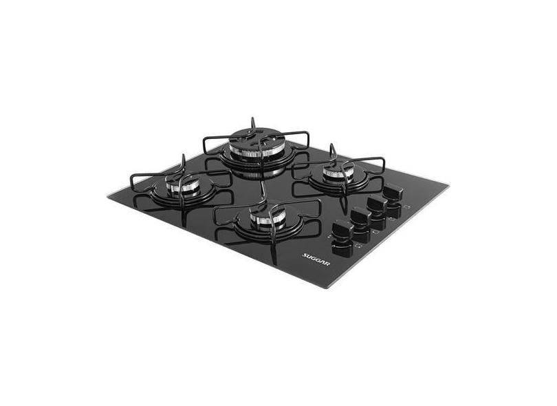 Cooktop Tri-chama Esmaltado 4 Bocas Suggar Bivolt Preto, Bivolt
