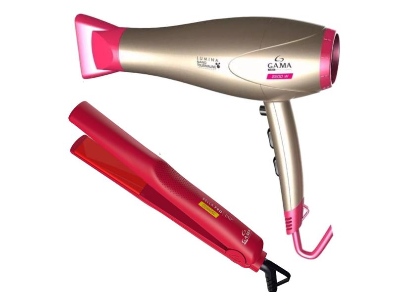 Secador De Cabelo Gama Italy Profissional Salão 2200w Tourmaline Ion e  Prancha Cerâmica Bella 210°c com o Melhor Preço é no Zoom