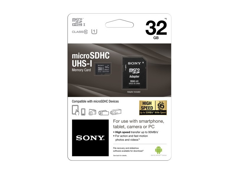 Cartão de Memória Micro SDHC com Adaptador Sony 32 GB SR32UXA/TQ