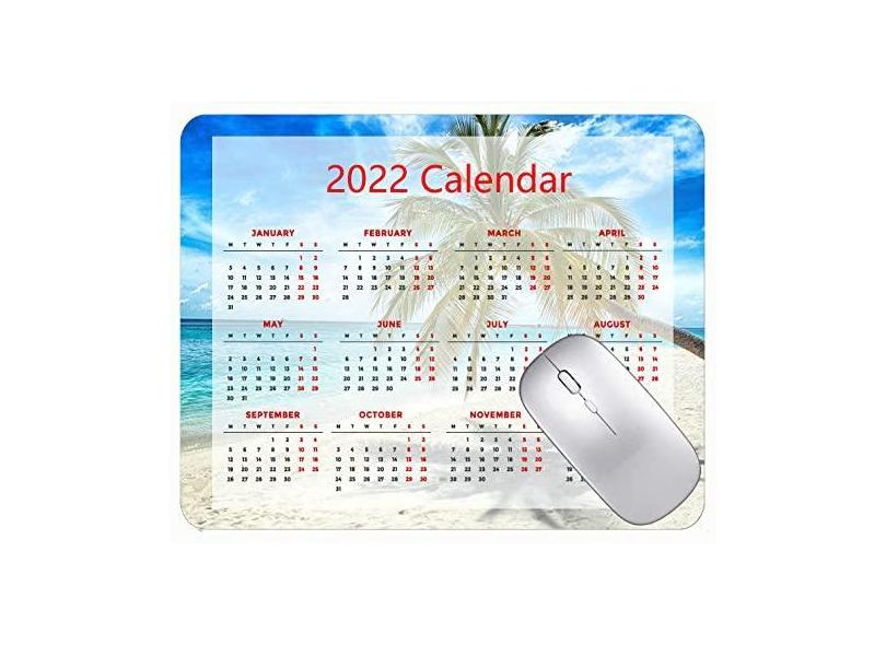 Mouse pad para jogos com calendário 2022, mouse pad solitário de palmeira