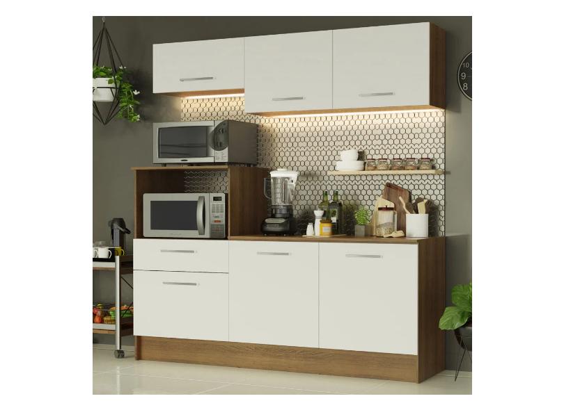 Cozinha Compacta 1 Gaveta 6 Portas para Micro-ondas / Forno Onix 180001 Madesa