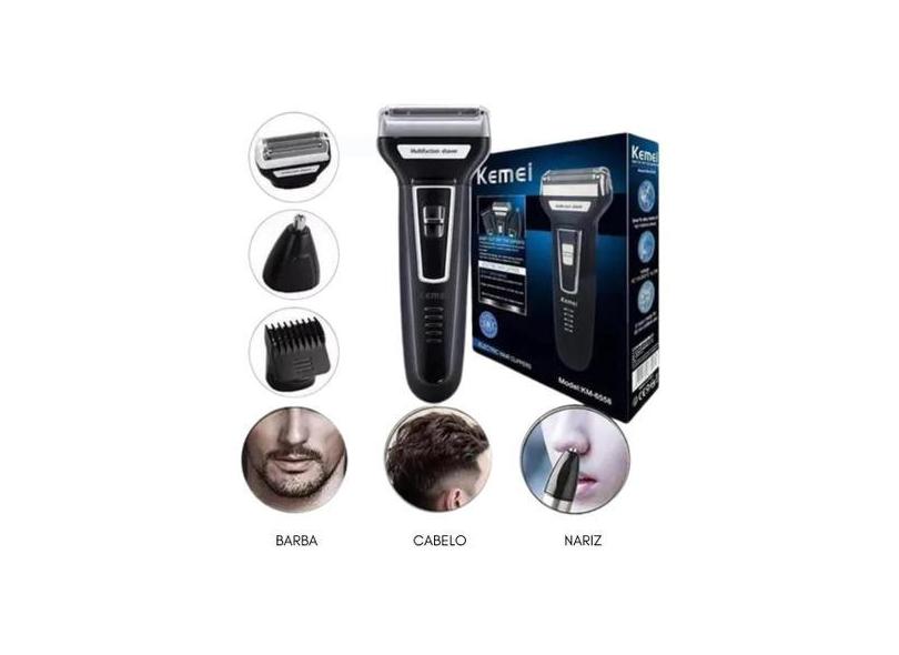 Maquina Aparelho Barbeador P/ Barba Nariz Cabelo 3 Em 1 Kemei Shaver