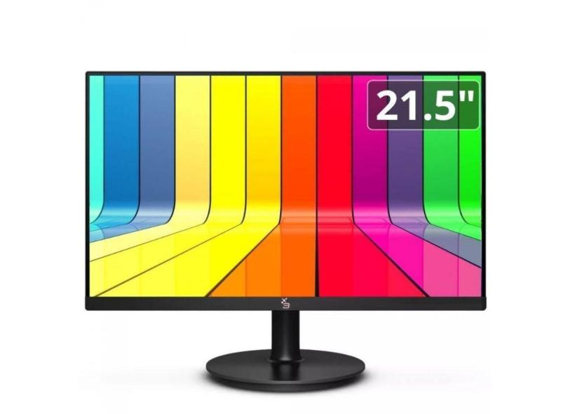 Monitor Led 21.5&quot; Full HD 3Green VGA e HDMI 75Hz Preto