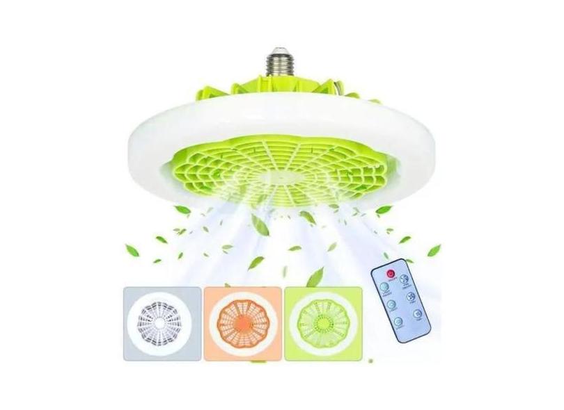 Ventilador de Teto Com Led Lâmpada Novo Controle Remoto Branca 30W Res