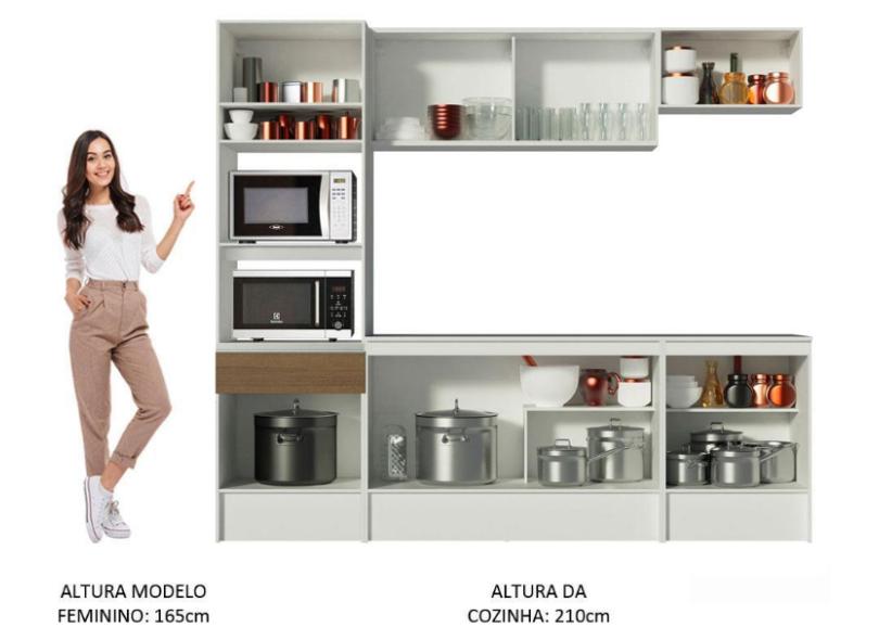 Cozinha Completa 1 Gaveta 8 Portas para Micro-ondas / Forno com vidro Diamante Madesa