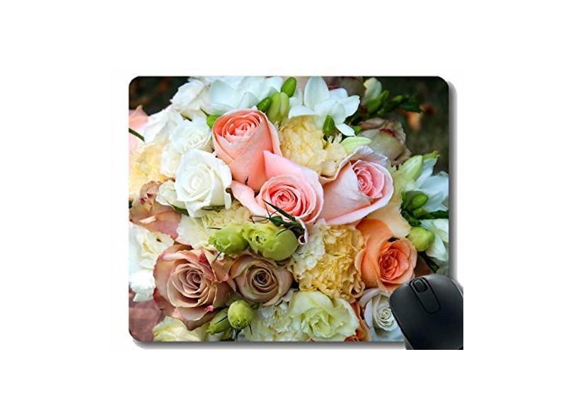 Mouse pad de borracha antiderrapante para jogos, rosas flores, peônias, flor, maciez, base de borracha antiderrapante