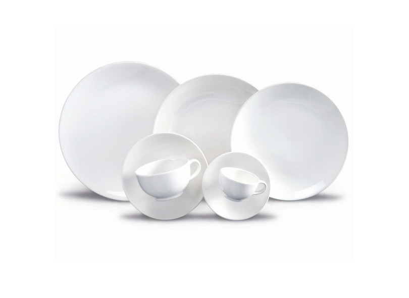 Aparelho de Jantar Porcelana 42 peças - Oxford Porcelanas Coup White