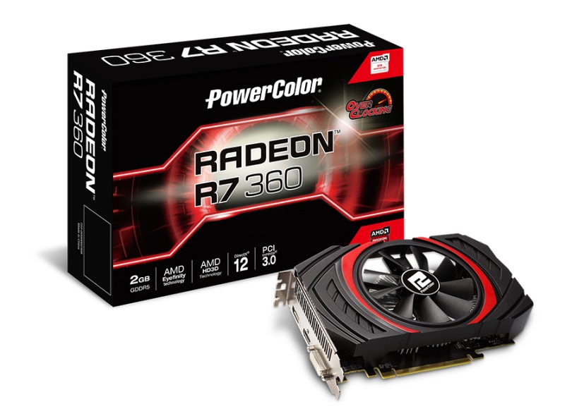 Placa de Video ATI Radeon R7 360 2 GB DDR5 128 Bits PowerColor AXR7 360 2GBD5-DHE/OC