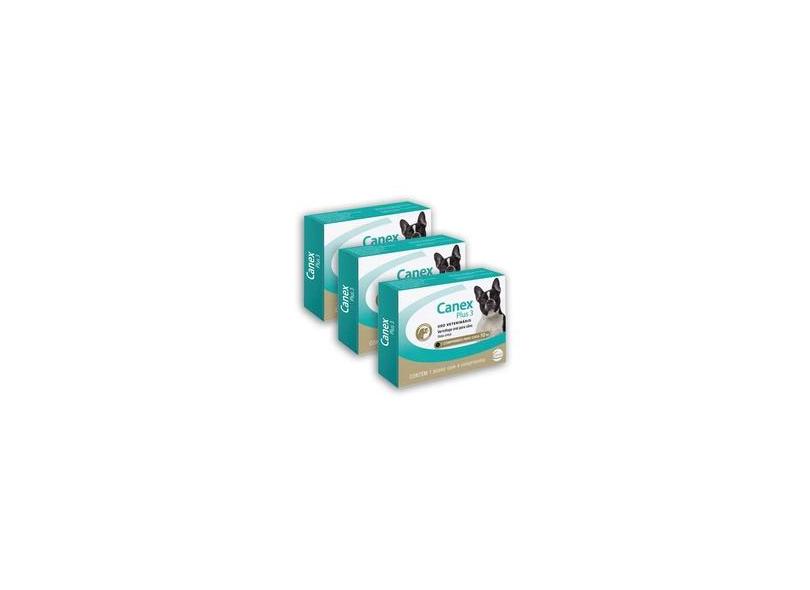 Kit 3 Unidades Vermífugo Canex Plus 3 p Cães (10kg) 4 Comprimidos ...