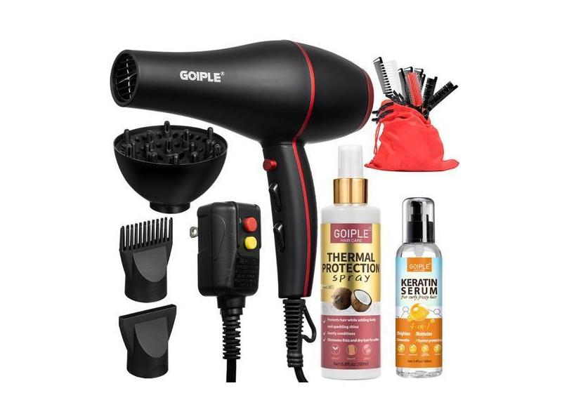 Kit de secador de cabelo lockmio 21 unidades - iônico, leve, 1800 W