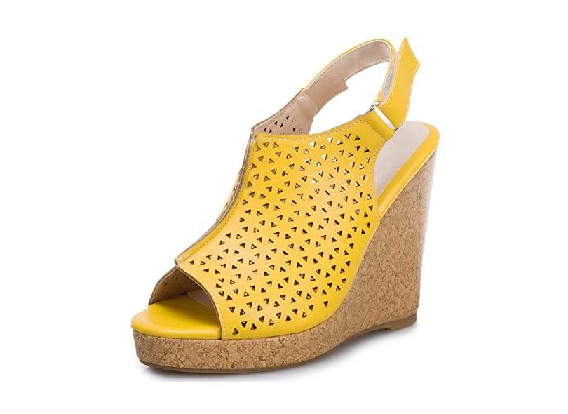 SaraIris sandália feminina anabela para o verão – Sandália de salto  plataforma peep toe com recorte confortável com fivela no tornozelo, tira  traseira, , 5 com o Melhor Preço é no Zoom