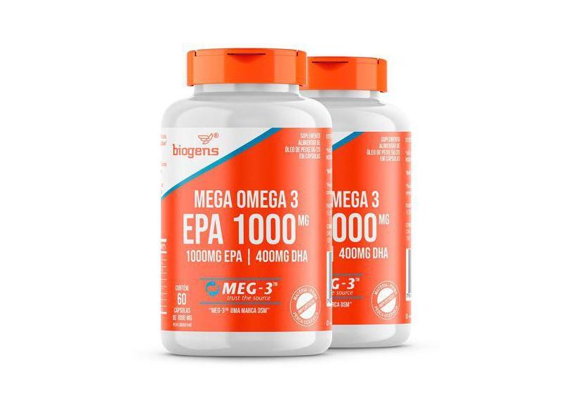 Kit 2X Mega Omega 3 Meg-3,Epa1000mg Dha400mg, 60 Cps, Biogens