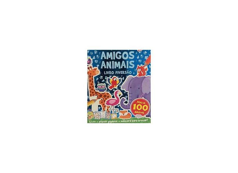 Livro de Diversão Amigos Animais - Caixa com 1 Livro de Colorir de 12 Páginas ( + 2 Folhas de Adesivos + 1 Máscara + 1 Pôster) - Vários Autores - 9788539419395