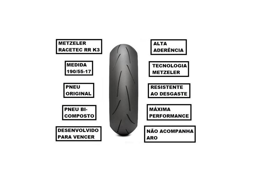 Pneu Metzeler Traseiro 190/55-17 Racetec K3 Rr Honda