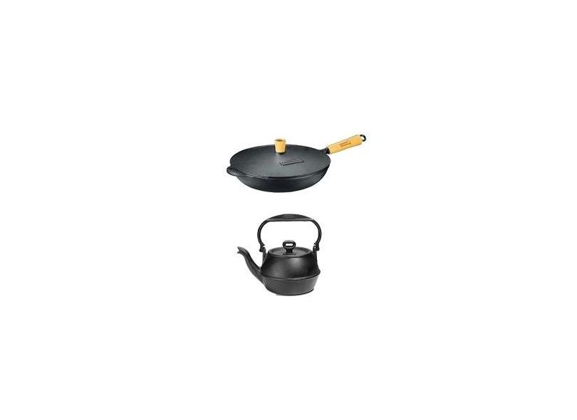 Conjunto Frigideira E Chaleira Ferro Fundido -Panela Mineira