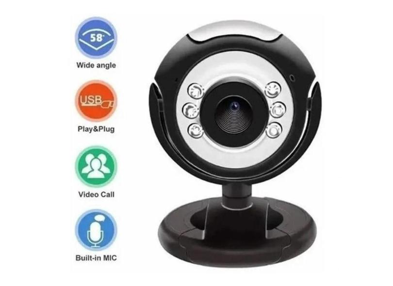 Webcam Câmera Hd 720p 6 Leds Microfone Visão Noturna Ley-53