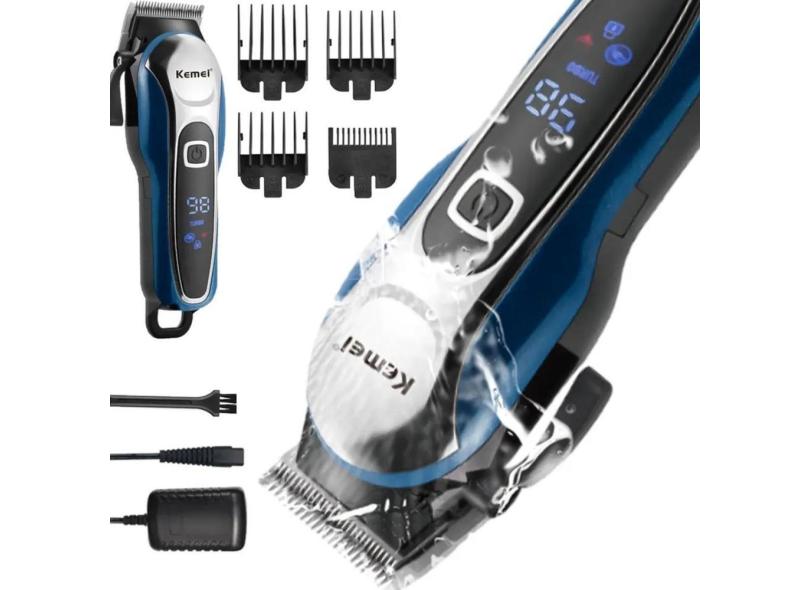 Maquininha Cabelo Barba Cortador Prateado Recarregável Usb