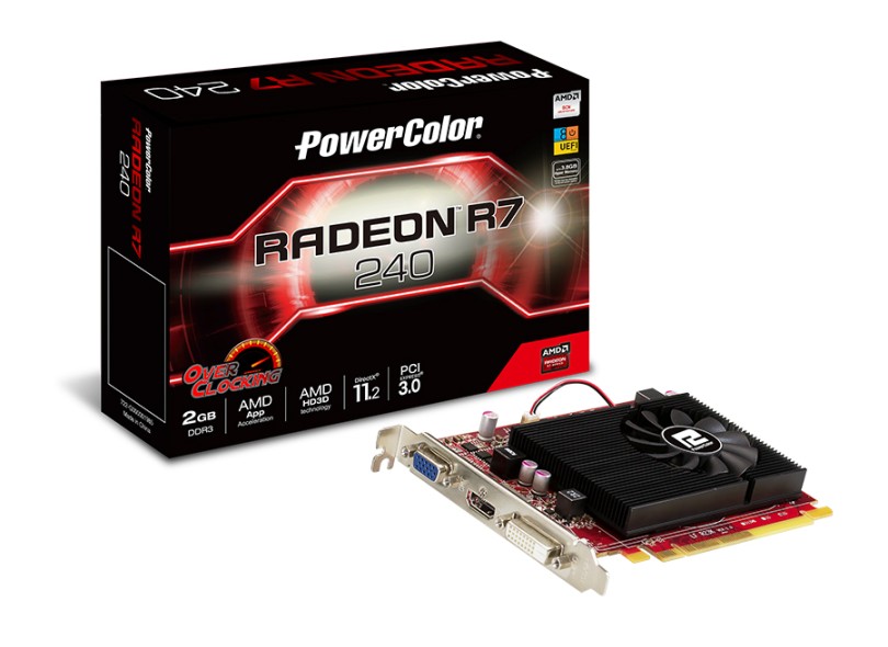 Placa de Video ATI Radeon R7 240 2 GB DDR3 128 Bits PowerColor AXR7 240 2GBK3-HV2E/OC