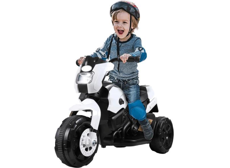 Mini Moto Eletrica Infantil Shiny Toys Veryke 6V Branca com Led